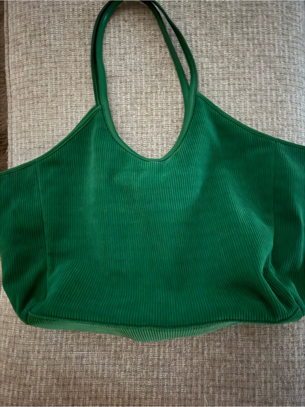 Stoney Clover Lane Green Corduroy Scoop Tote, EUC
